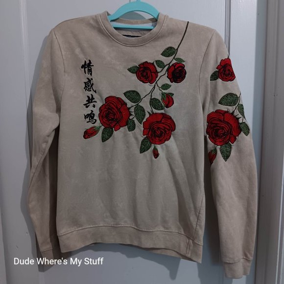 BLIND ROOSTER ASIAN ROSES SWEATSHIRT - WOMEN'S SIZE SMALL - Picture 1 of 4